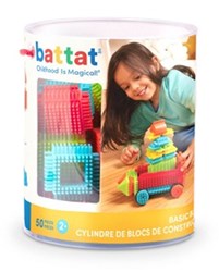 Bristle Blocks bouwblokken set - 50 stuks in emmer - kleurrijk constructiespeelgoed