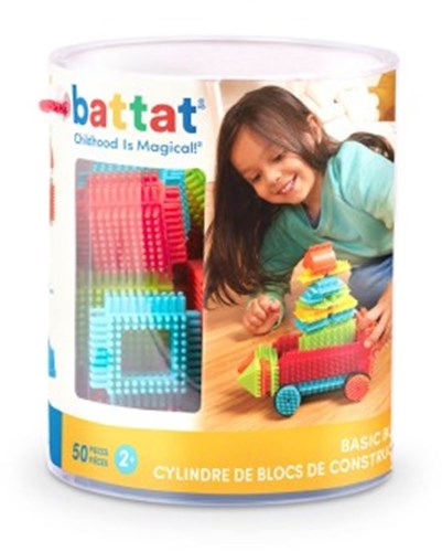 Bristle Blocks bouwblokken set - 50 stuks in emmer - kleurrijk constructiespeelgoed