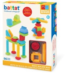 Bristle Blocks bouwblokken 56 stuks in doos - kleurrijk constructiespeelgoed