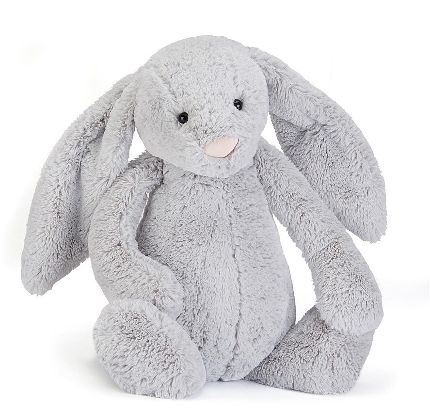 Peluche lapin - gris - en boîte cadeau 