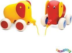 Viking Toys speelgoed trekfiguur olifant - kleurrijk kunststof trekdier