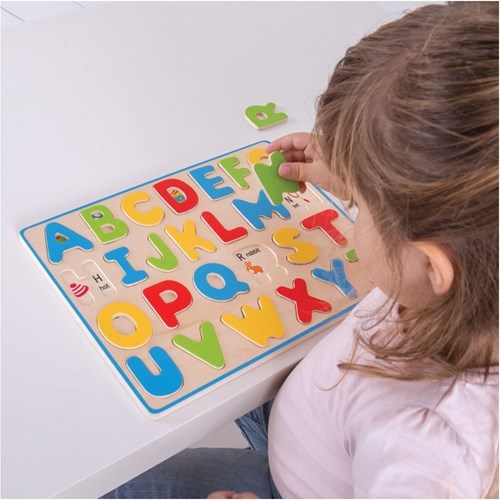 BigJigs houten puzzel alfabet hoofdletters educatief speelgoed-3