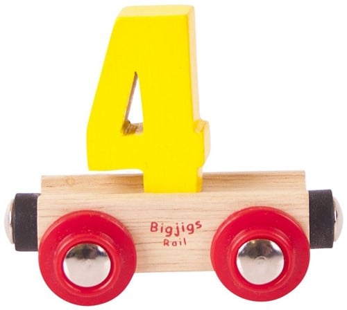 BigJigs Rail Name Number 4 , Cijferwagon 4