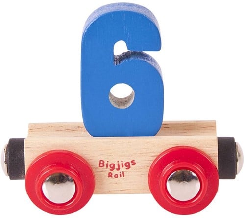 BigJigs Rail Name Number 6 , Cijferwagon 6