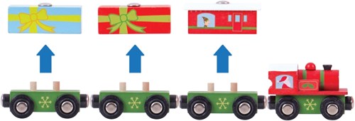 BigJigs houten kersttrein speelgoed - kerstcadeau treinset-3
