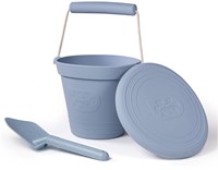 BigJigs seau jouet en silicone - gris colombe plage et eau-2