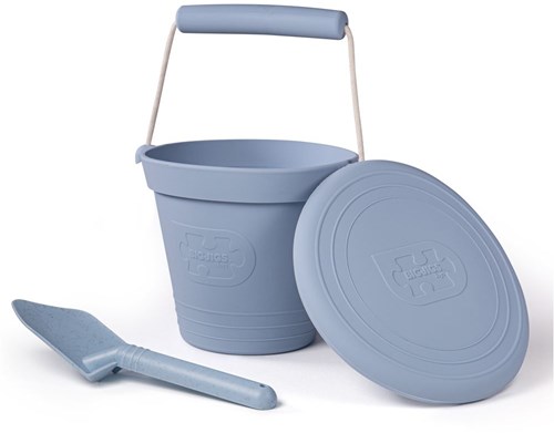 BigJigs seau jouet en silicone - gris colombe plage et eau-2