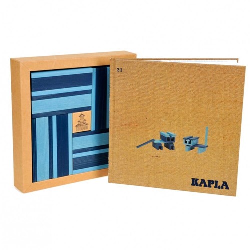 Kapla Kapla - set no.21: art book + 20 light blue planks & 20 dark blue planks
