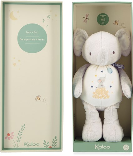 Kaloo éléphant peluche musicale - doudou sonore matière recyclée