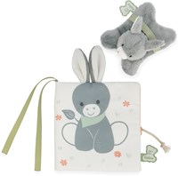 Kaloo livre doudou âne - livre bébé tissu aventure à la ferme