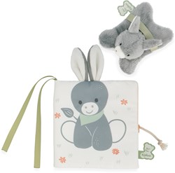 Kaloo livre doudou âne - livre bébé tissu aventure à la ferme