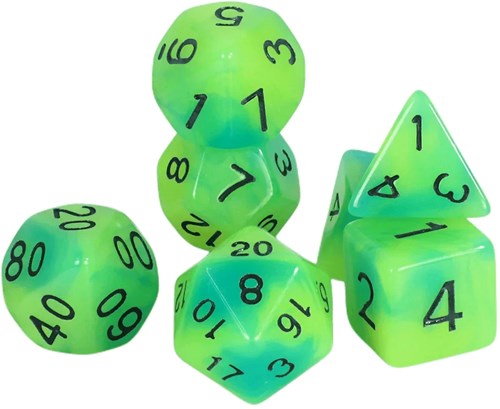 Foam Brain Games dés Glow in the Dark bleu vert set RPG