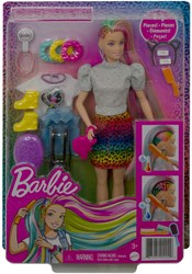 BEX poupée mannequin Barbie Cheveux Arc-en-ciel Léopard avec accessoires et changement de couleur