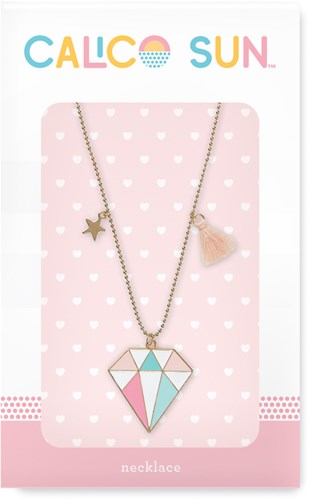 Calico Sun collier pierre précieuse avec étoile et pompon - bijou coloré enfant