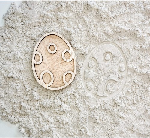 FiQ houten Dino Ei vulvorm - sensorisch speelgoed 9×7 cm-3