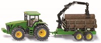 Siku tracteur John Deere jouet avec remorque forestière 1:50 vert