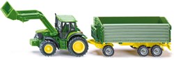 Siku tracteur jouet John Deere avec chargeur frontal et remorque 1:87