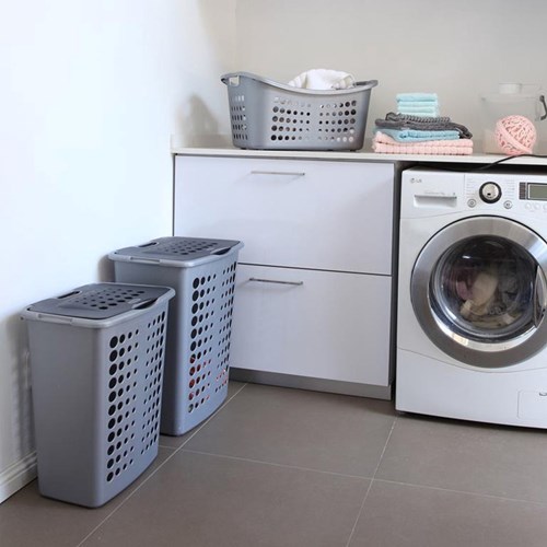 Curver wasmand Victor 50L zilver - kunststof heupwasmand modern design-3