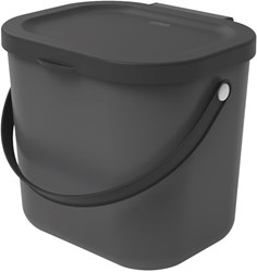 Rotho poubelle cuisine Albula 6L anthracite - bac à compost bio plastique