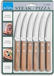 Amefa steakmessen set hout – 6-delig pizza en steak messen