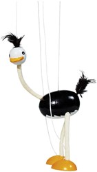 Goki houten marionet struisvogel speelgoed pop zwart-wit FSC