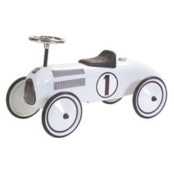 Porteur Retro Roller Lewis blanc - voiture enfant classique avec roues en métal