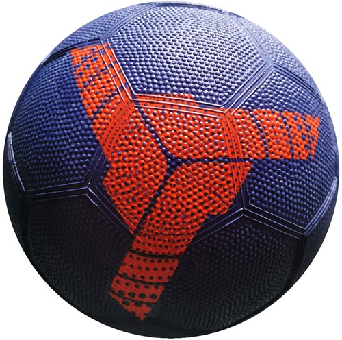 SportX voetbal rubber bal oranje triangle 360-380gr blauw-2