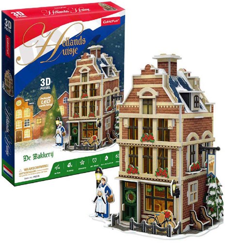 Cubic Fun puzzle 3D boulangerie hollandaise éclairage LED jouet de Noël-3
