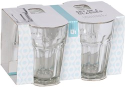 Koopman drinkglazen set transparant 360 ml 4 stuks stapelbaar glas