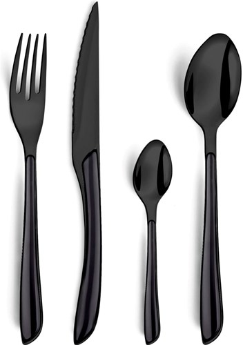Richardson Sheffield bestekset zwart modern 16-delig chroomstaal
