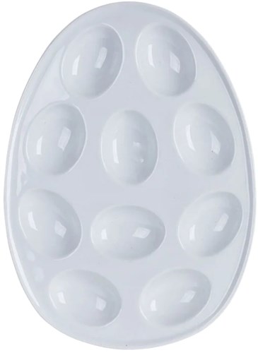 Svenska Living plateau à œufs porcelaine blanc pour 10 œufs 26x19x2cm