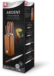 Amefa messenblok keuken 5-delig carbonized essenhout bruin