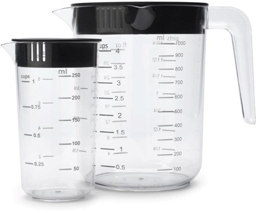 Brabantia maatbeker set keukenhulp 2-delig dark grey plastic
