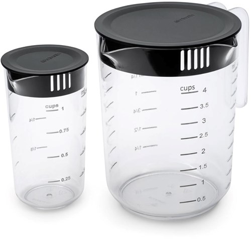 Brabantia maatbeker set keukenhulp 2-delig dark grey plastic-2