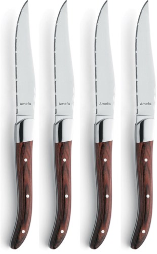 Amefa steakmessen Royal Steak 4-delig Pakka Wood roestvrijstaal-2