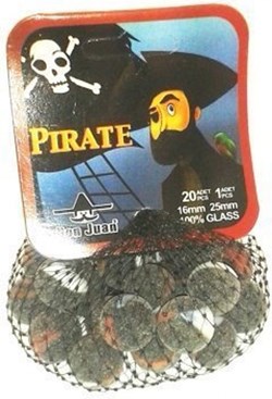 Don Juan knikkers piraten 21 stuks in net glas bont