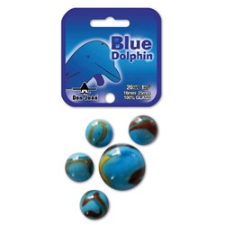 Don Juan knikkers Blue Dolphin 21 stuks glas speelplezier