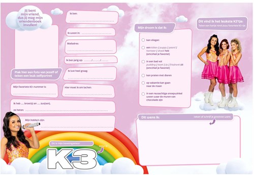 Studio 100 vriendenboek K3 Lied van de Zeemeermin roze karton papier-2