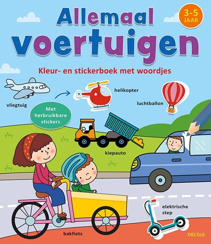 Deltas kleurboek stickerboek voertuigen woordjes 3-5 jaar educatief