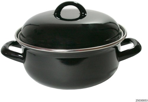 Braadpan emaille zwart - braadpan 22 cm 3 liter staal PFAS-vrij