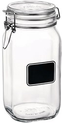 Bocal de rangement verre noir hermétique 1,5L avec ardoise - pot cuisine