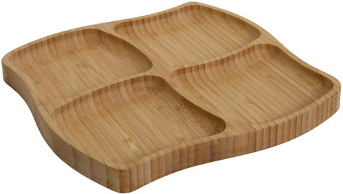 Svenska Living plateau à tapas bambou durable 4 compartiments FSC 100% 20x20cm