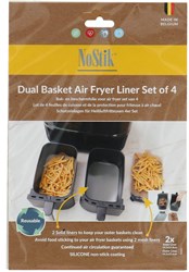 NoStik feuille de protection double airfryer lot de 4 - feuilles réutilisables pour airfryer