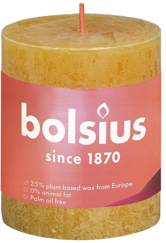 Bolsius bougie pilier rustique jaune miel 80x68 mm bougie ambiance