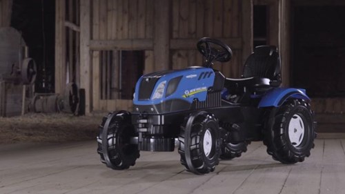 Rolly Toys traptractor New Holland T7 blauw zwart met verstelbare zitting-2