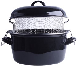 Svenska Living friteuse émaillée 24 cm avec panier - noir - friteuse