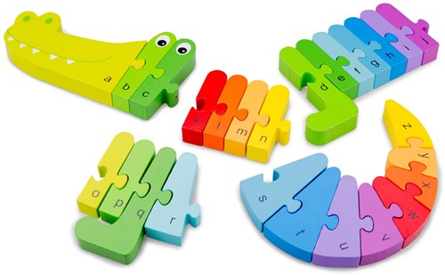 New Classic Toys houten alfabet puzzel krokodil - educatief speelgoed-2