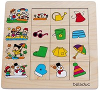 Beleduc puzzle en bois saisons jouet éducatif 12 pièces-2