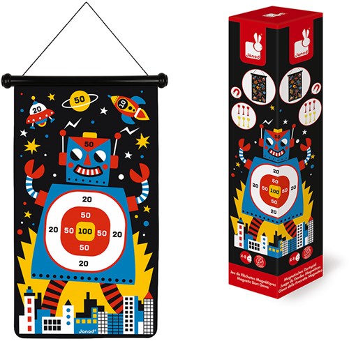 Janod Magnetisch Dartspel - Robots - Dubbelzijdig dartbord voor kinderen-2