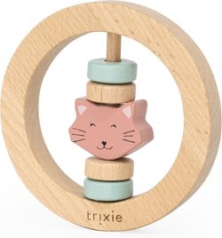Trixie hochet en bois bébé rose - Mrs. Cat jouet durable FSC